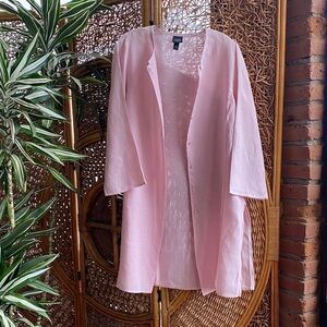 Eileen Fisher Pink Women's Linen Coat Jacket Button Up Slit’s Great Condition